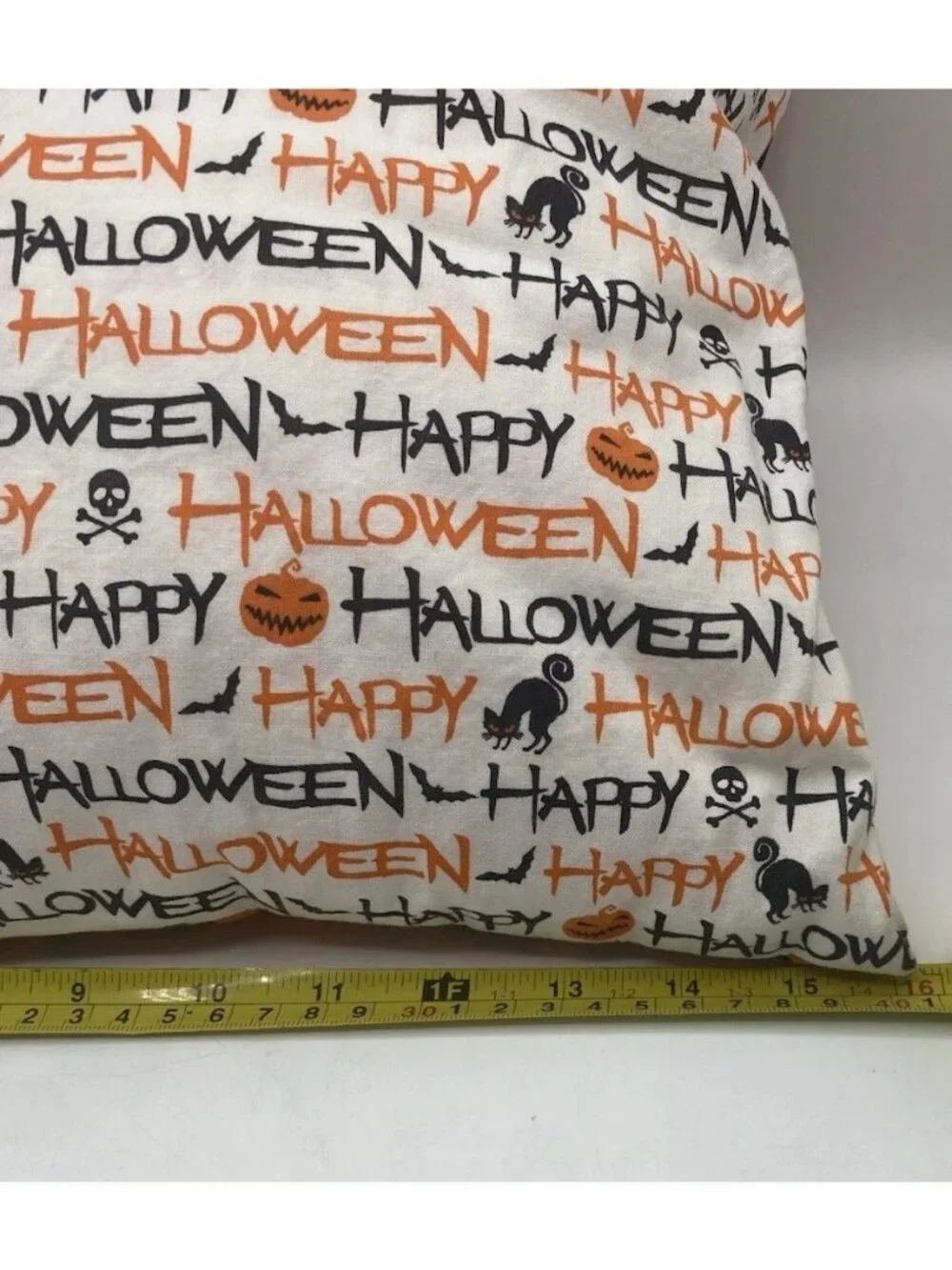 Handmade Halloween Throw Pillow Bat Black Orange Cats Goth Punk Spooky Decor